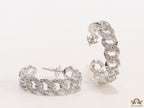 Platinum plated open cz hoops in link chain pattern