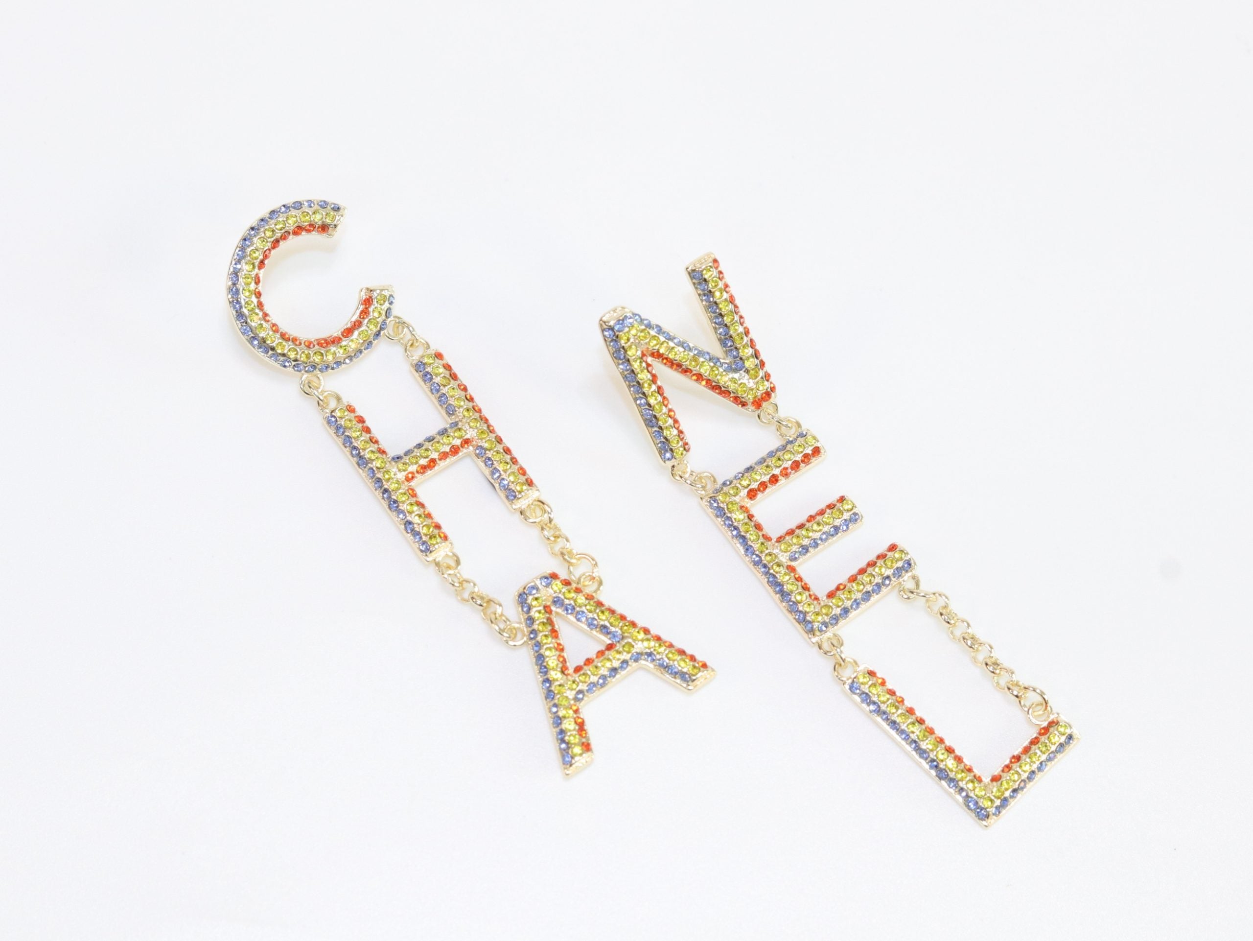 Double C long multicolored dangles