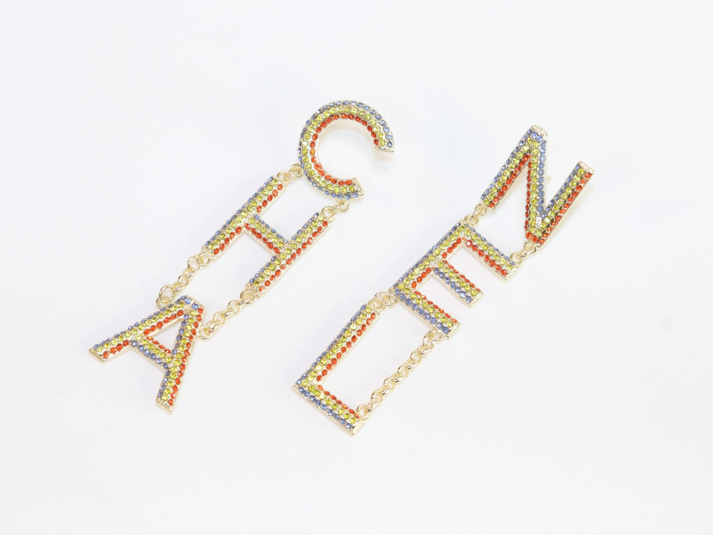 Double C long multicolored dangles