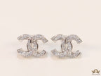 Platinum plated entwined twin C motif cz studs