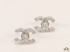 Platinum plated entwined twin C motif cz studs