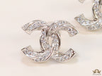 Platinum plated entwined twin C motif cz studs