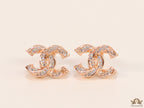 Rose gold plated entwined twin C motif cz studs