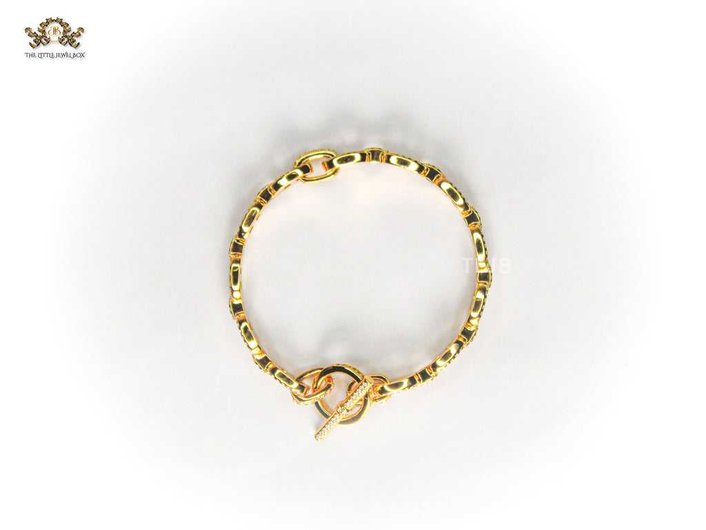 Alphabet H with CZ Gold bracelet