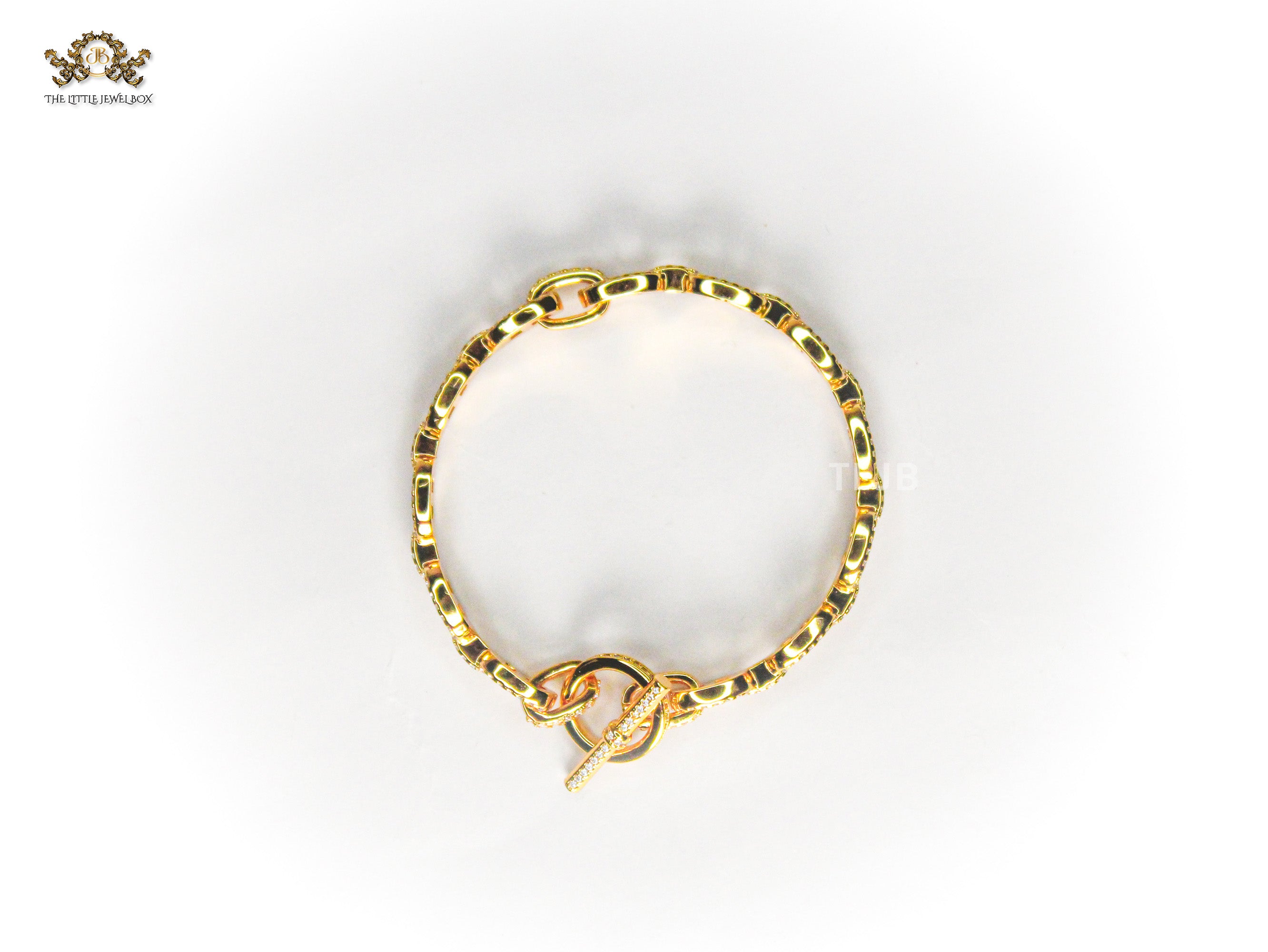 Alphabet H with CZ Gold bracelet