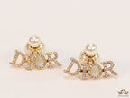 Gold plated alphabet studs in cz and pearl
