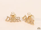Gold plated alphabet studs in cz and pearl