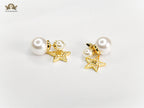 Alphabet CD Pearl CZ bomber star charm earrings