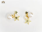 Alphabet CD Pearl CZ bomber star charm earrings