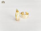 Alphabet D white hoops with gold detaling
