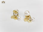 Alphabet CD Pearl CZ mini charmed bomber earrings