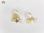 Alphabet CD Pearl CZ mini charmed bomber earrings