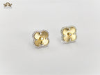 Alphabet VC Celestial gold and cz clover studs