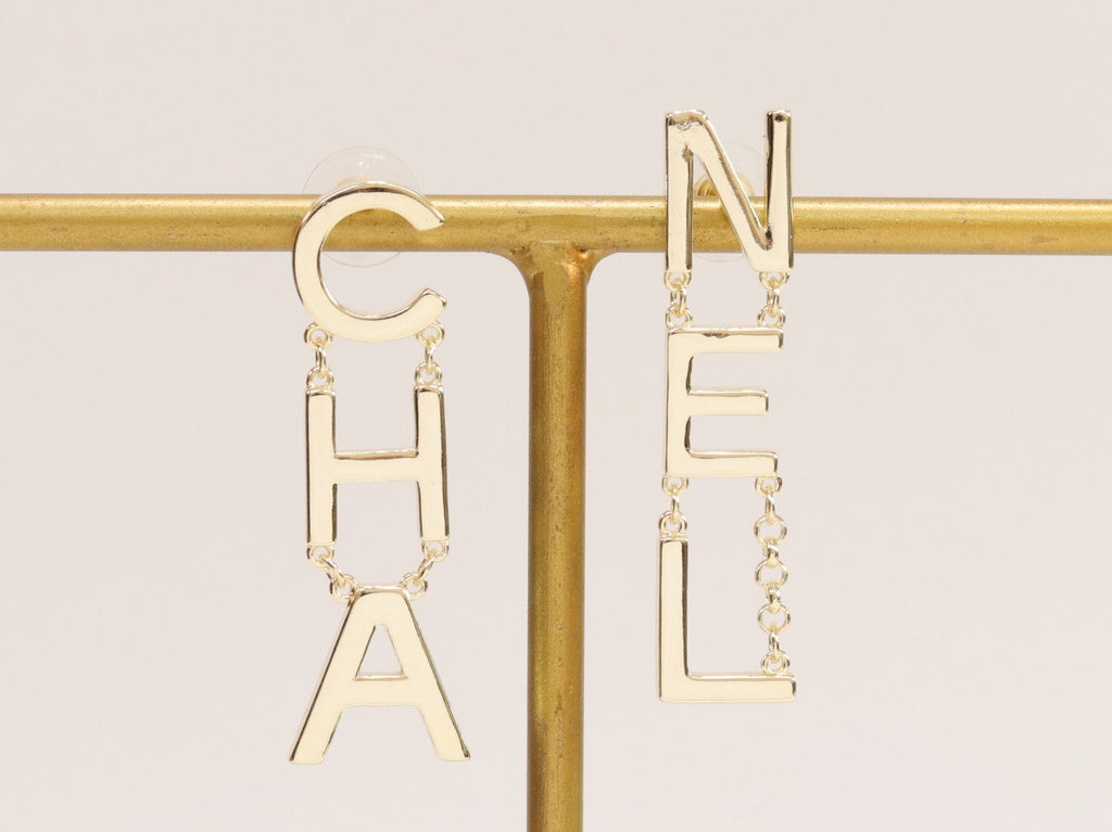 Double C long gold dangles