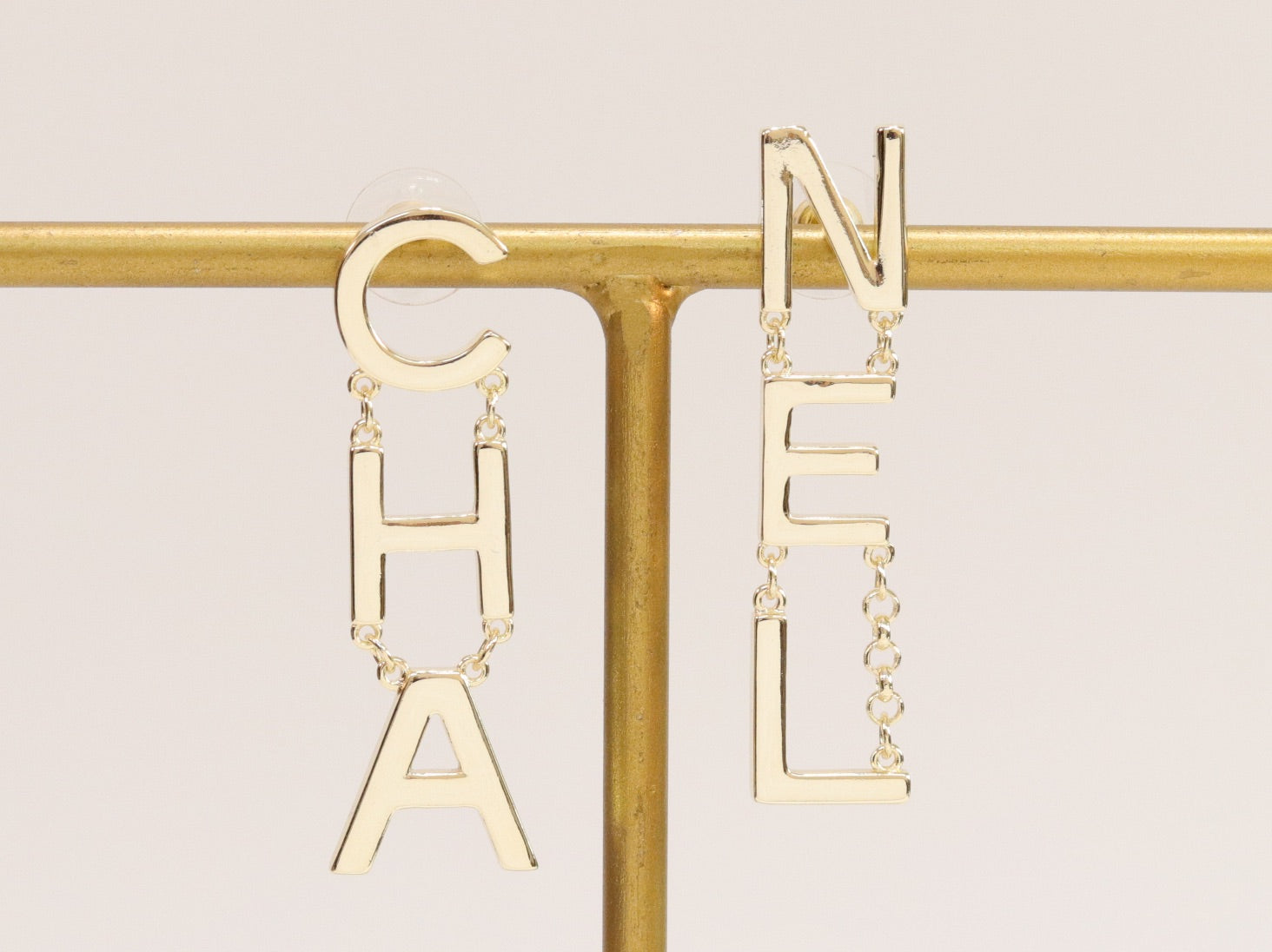 Double C long gold dangles
