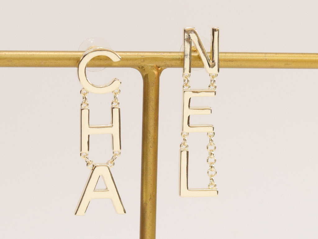 Double C long gold dangles