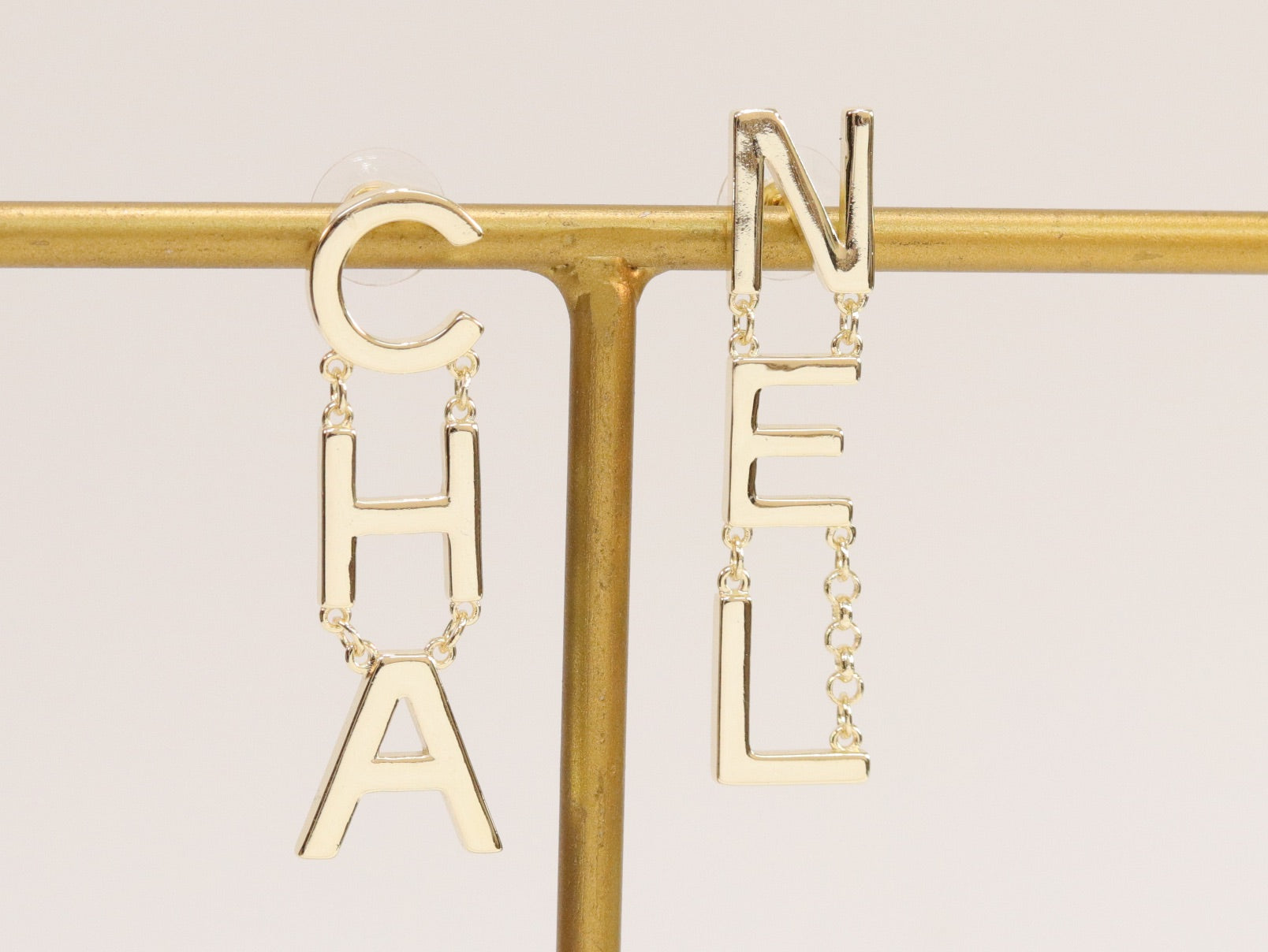 Double C long gold dangles