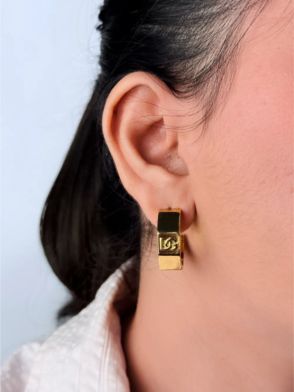 Gold Alphabet DG Hoop Earrings