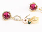 Alphabet D and G multicoloured long dangles in gold finish with cz