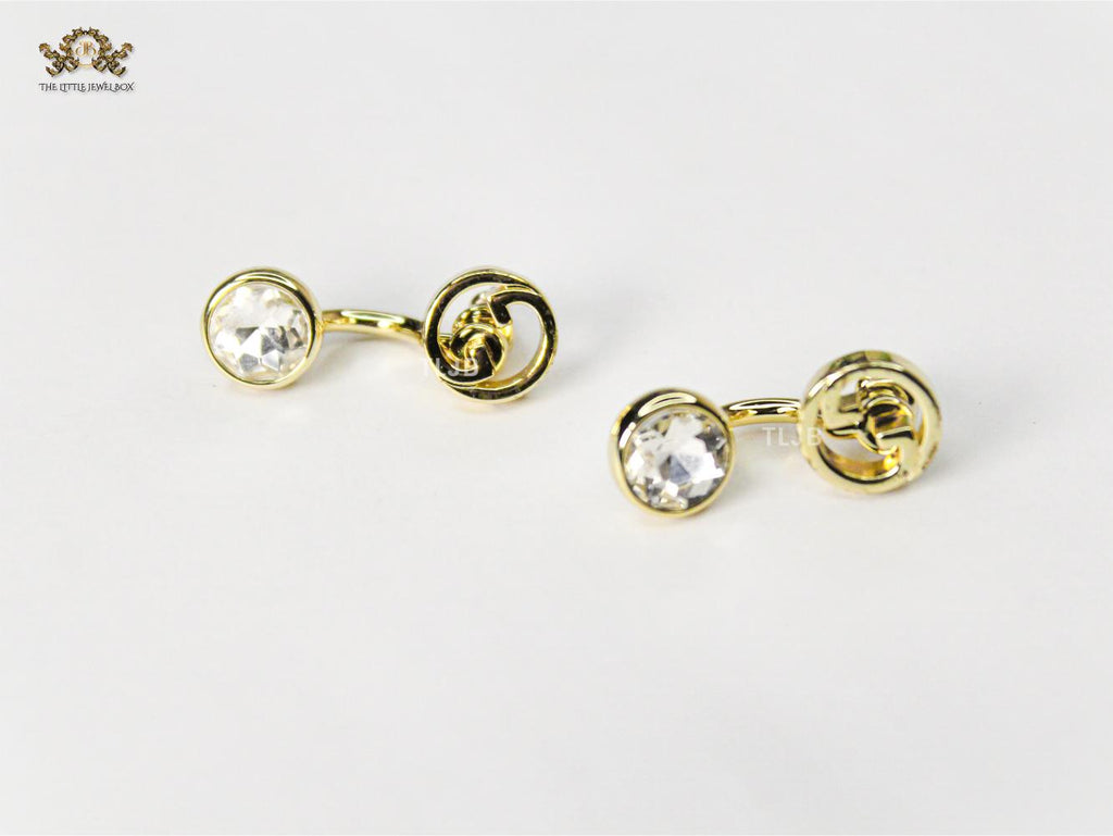 Double G earrings with CZ in gold
