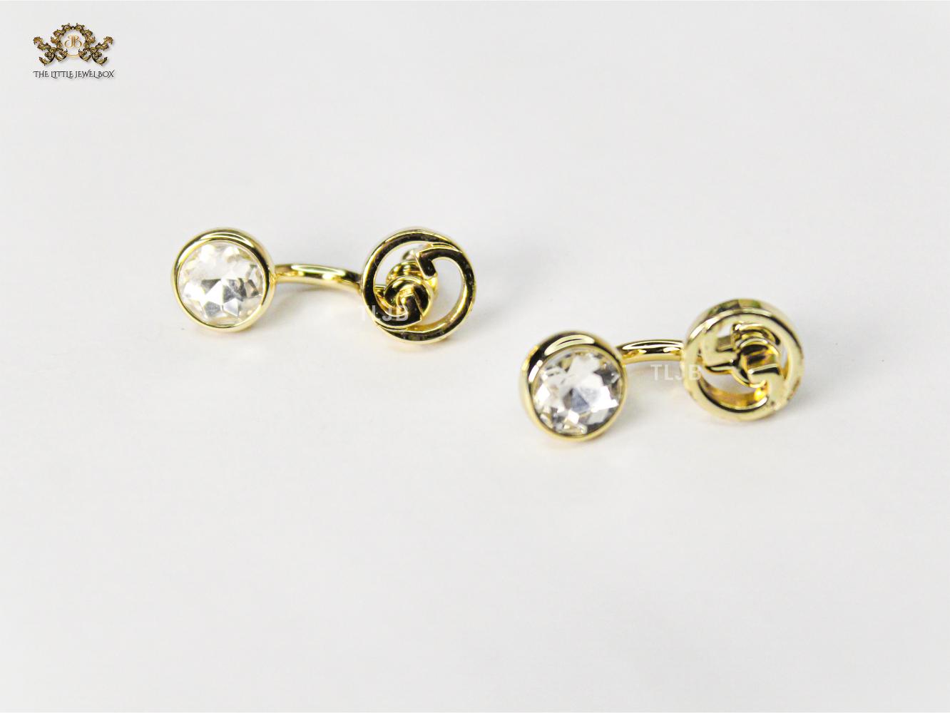 Double G earrings with CZ in gold
