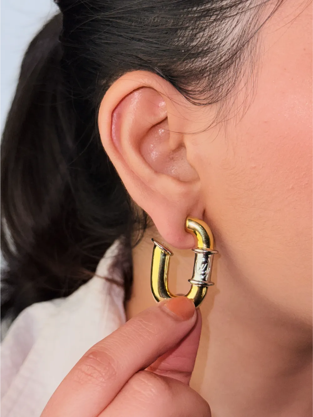 Gold Alphabet VL Hoop Earrings