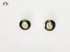 Double G black enamel studs gold