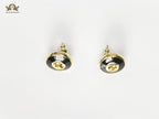 Double G black enamel studs gold