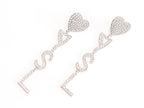 Alphabet Y S and L heart dangles in platinum finish in cz