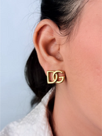 Gold Alphabet DG Stud Earrings