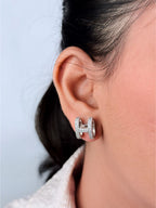 Platinum Plated CZ H Bar Earrings