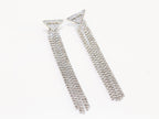 Alphabet P long dangles in platinum finish in cz
