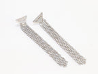 Alphabet P long dangles in platinum finish in cz