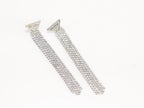 Alphabet P long dangles in platinum finish in cz
