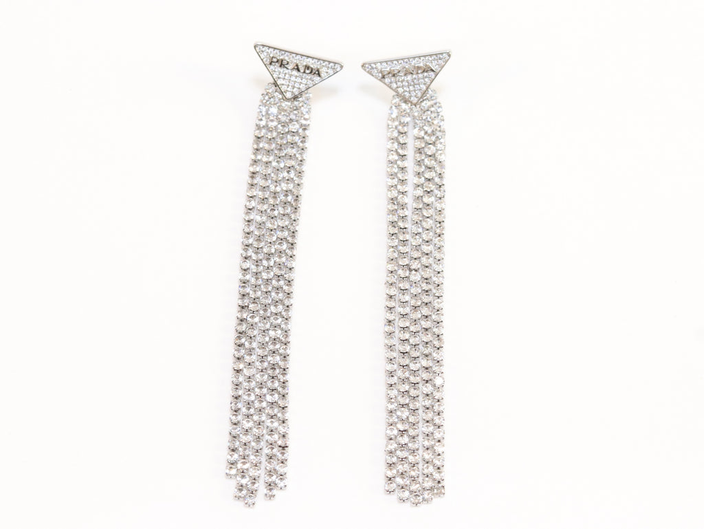 Alphabet P long dangles in platinum finish in cz