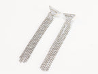 Alphabet P long dangles in platinum finish in cz