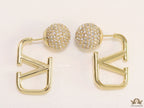 Golden alphabet V studs with cz ball