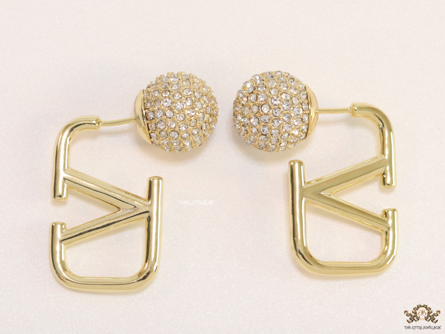 Golden alphabet V studs with cz ball