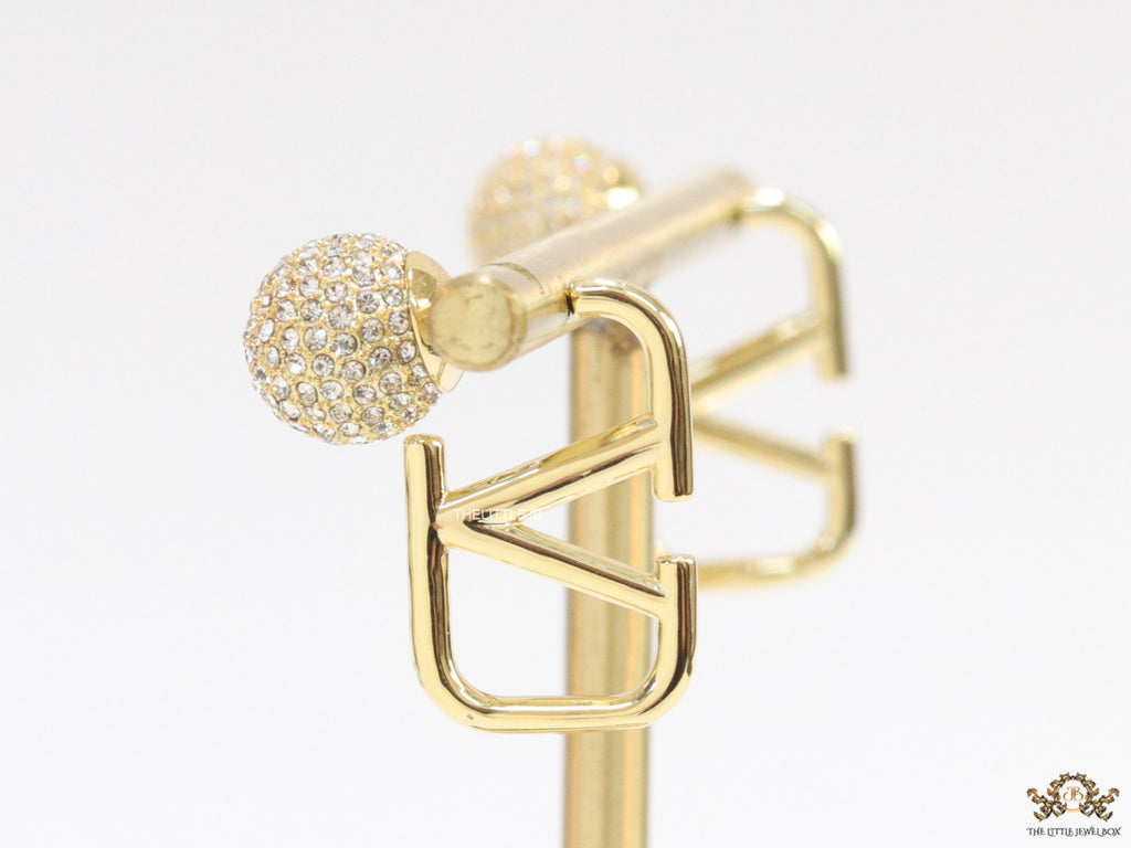 Golden alphabet V studs with cz ball