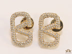 Golden cz alphabet V studs