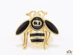Black and golden bee open ring with alphabet