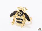 Black and golden bee open ring with alphabet