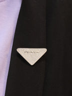 Alphabet P triangle CZ brooch in platinum finish