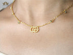 Alphabet Double G chain with CZ in gold
