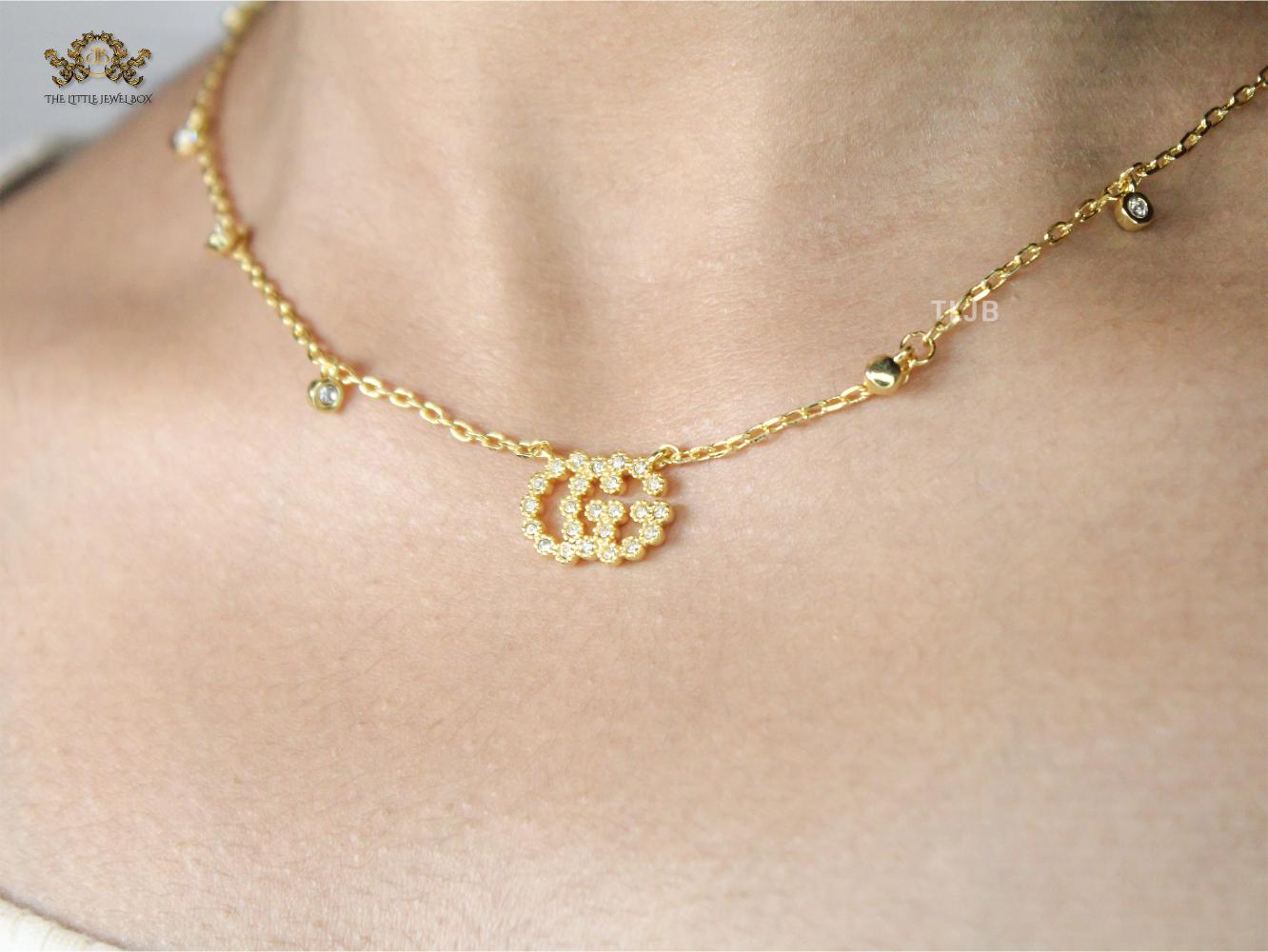 Alphabet Double G chain with CZ in gold