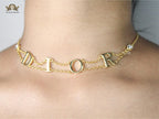 Alphabet D gold choker chain