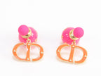 Pink and Orange alphabet CD stud in gold finish