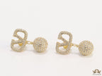 Gold plated cz alphabet earring with cz ball drops