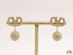 Gold plated cz alphabet earring with cz ball drops