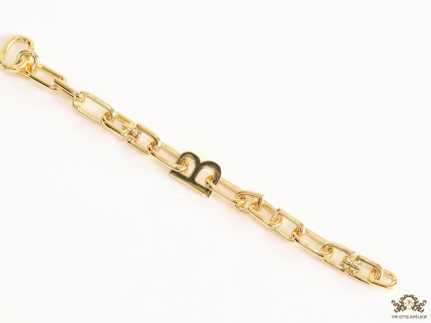 Link Chain bracelet with letter B in gold plating